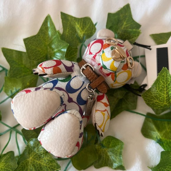 Bear Bag Charm In Rainbow Signature Canvas coach cj953 - Picture 4 of 7